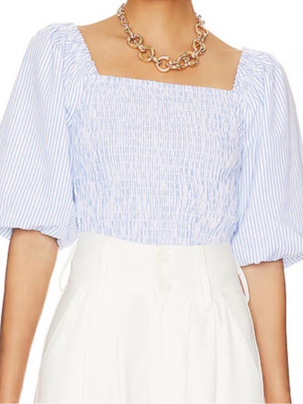 Steve Madden Susana Striped Puff Sleeve Top Small